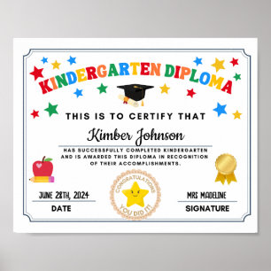 Kindergarten Graduation Certificate Poster