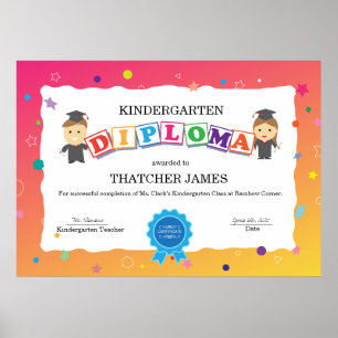 Kindergarten Graduation Diploma Poster