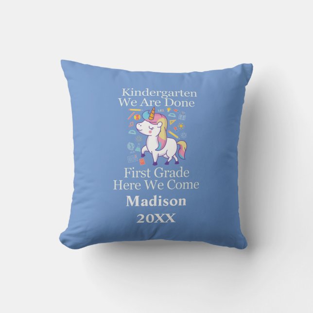 Kindergarten Graduation First Grade Unicorn Gift Cushion (Front)