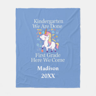Kindergarten Graduation First Grade Unicorn Gift Fleece Blanket