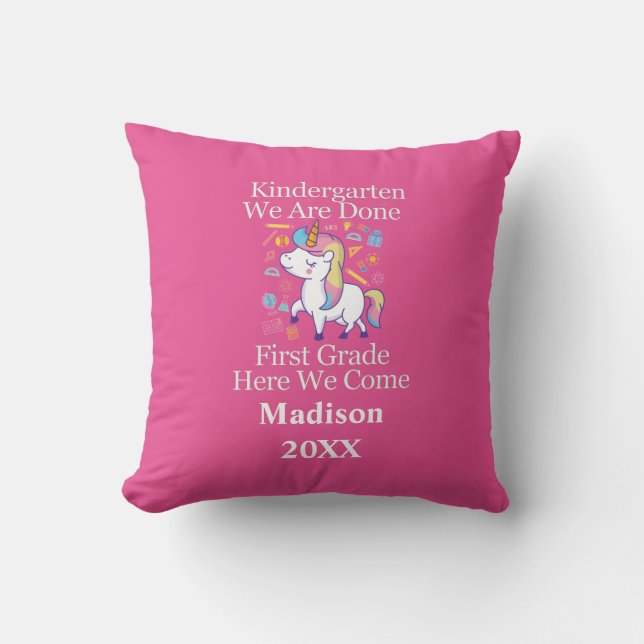 Kindergarten Graduation First Grade Unicorn Gift T Cushion (Front)
