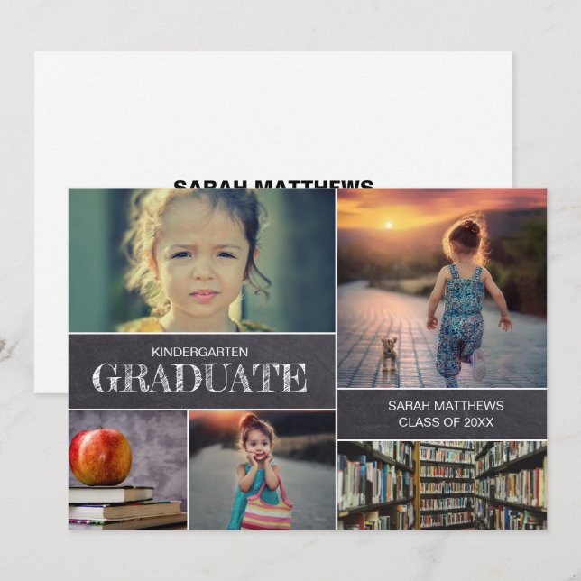 Kindergarten Graduation Photo Collage Announcement (Front/Back)