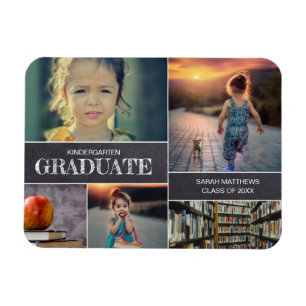 Kindergarten Graduation Photo Collage Announcement Magnet
