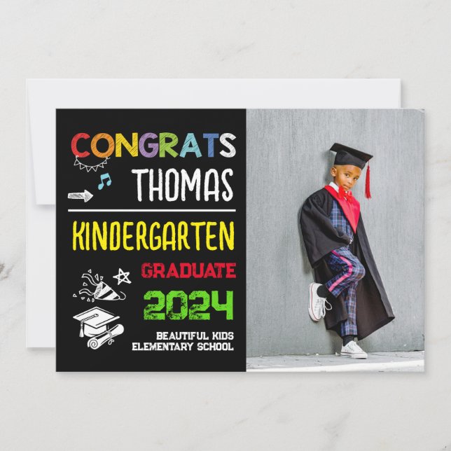 Kindergarten Graduation School Photo Announcement (Front)