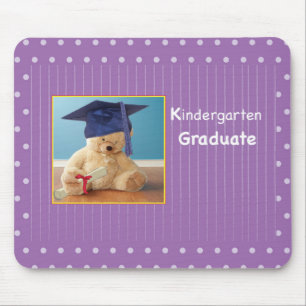 Kindergarten Graduation Teddy Bear on Purple Mouse Mat