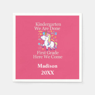 Kindergarten Graduation to First Grade Unicorn  Napkin