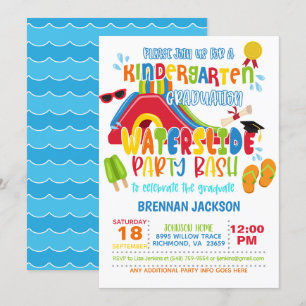 Kindergarten Graduation Waterslide Party - Boy Invitation