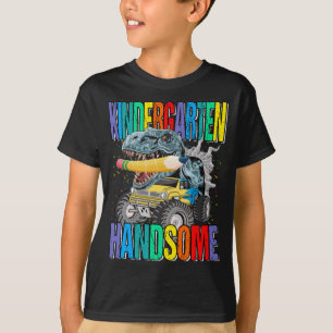 Kindergarten Handsome Monster Truck Dinosaur T-Shirt
