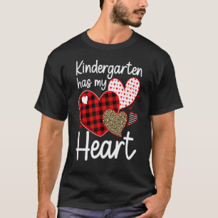 Kindergarten Has My Heart Sweeties Leopard Plaid T T-Shirt