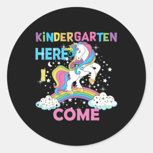 Kindergarten Here I Come School Kindergarten Girl Classic Round Sticker