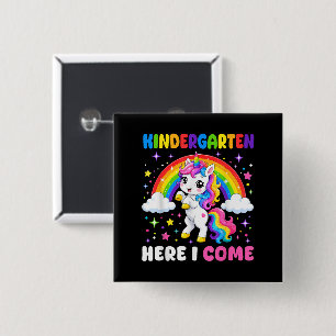 Kindergarten Here I Come Unicorn Back to School 15 Cm Square Badge