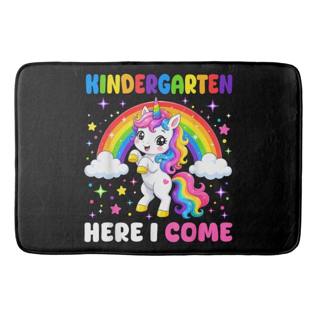  Kindergarten Here I Come Unicorn Back to School Bath Mat (Front)