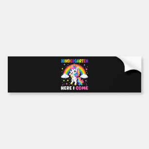 Kindergarten Here I Come Unicorn Back to School Bumper Sticker