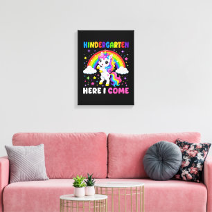  Kindergarten Here I Come Unicorn Back to School Canvas Print