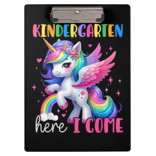 Kindergarten Here I Come Unicorn Back to School Clipboard