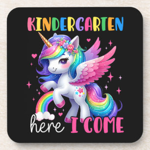 Kindergarten Here I Come Unicorn Back to School Coaster