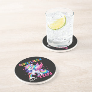 Kindergarten Here I Come Unicorn Back to School Coaster