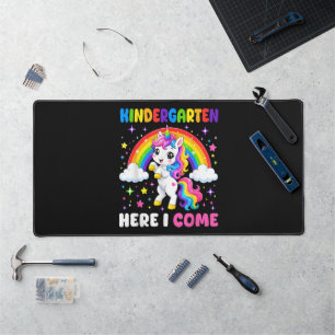 Kindergarten Here I Come Unicorn Back to School Desk Mat