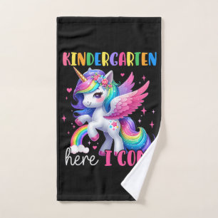 Kindergarten Here I Come Unicorn Back to School Hand Towel