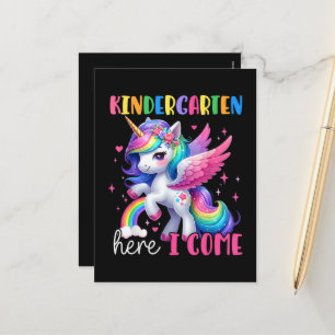 Kindergarten Here I Come Unicorn Back to School Holiday Postcard