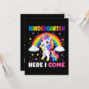 Kindergarten Here I Come Unicorn Back to School Invitation
