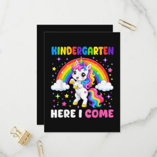 Kindergarten Here I Come Unicorn Back to School Invitation Postcard