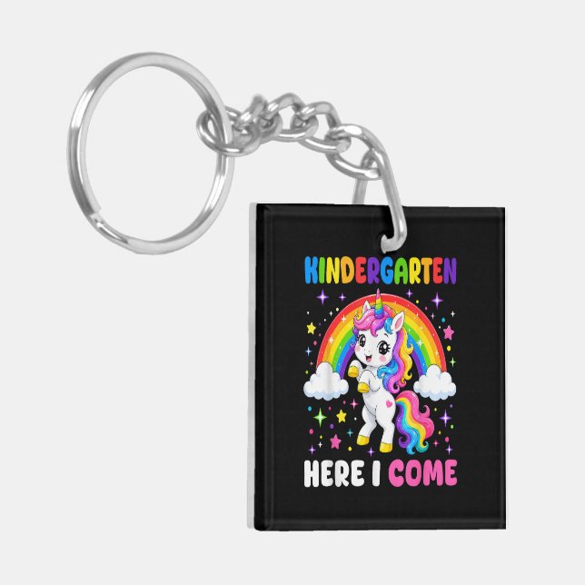  Kindergarten Here I Come Unicorn Back to School Key Ring (Front Left)