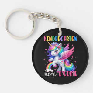 Kindergarten Here I Come Unicorn Back to School Key Ring