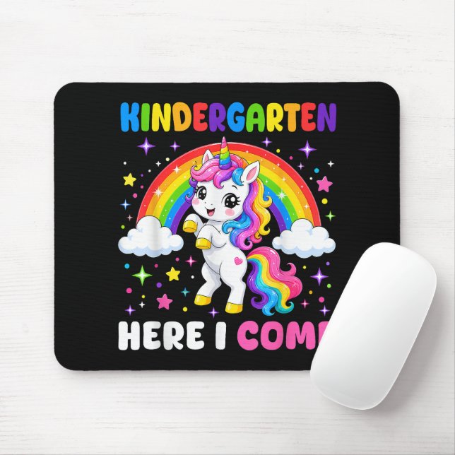  Kindergarten Here I Come Unicorn Back to School Mouse Mat (With Mouse)