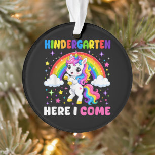 Kindergarten Here I Come Unicorn Back to School Ornament