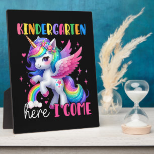 Kindergarten Here I Come Unicorn Back to School Plaque
