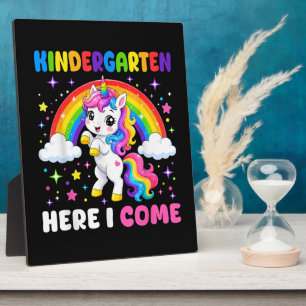 Kindergarten Here I Come Unicorn Back to School Plaque