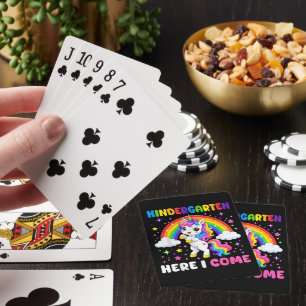 Kindergarten Here I Come Unicorn Back to School Playing Cards