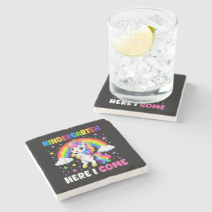 Kindergarten Here I Come Unicorn Back to School Stone Coaster