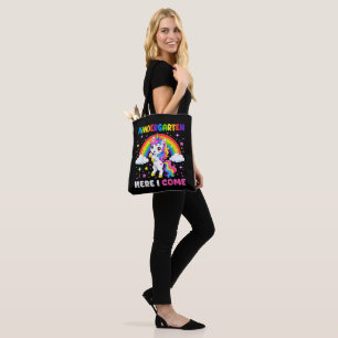 Kindergarten Here I Come Unicorn Back to School Tote Bag