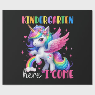 Kindergarten Here I Come Unicorn Back to School Wrapping Paper