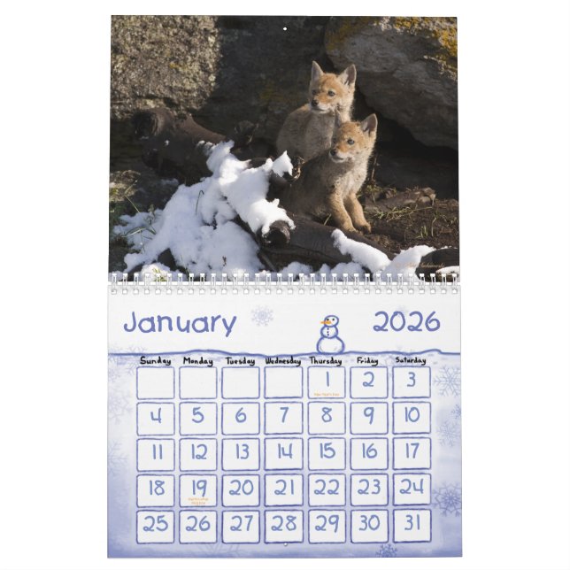 Kindergarten in Yellowstone Calendar (Jan 2026)