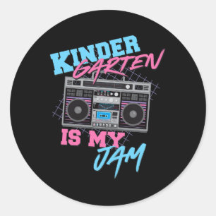 Kindergarten Is My Jam - Vintage 80s Boombox Teach Classic Round Sticker