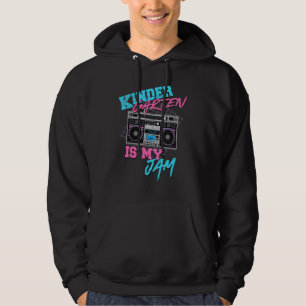 Kindergarten Is My Jam Vintage 80s Boombox Teacher Hoodie
