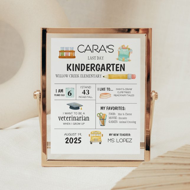 Kindergarten Last Day of School Sign (Last Day of School Kindergarten Sign)