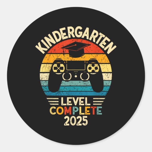 Kindergarten Level Complete 2025 Kindergarten Grad Classic Round Sticker (Front)