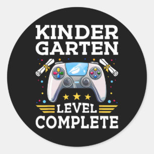 Kindergarten Level Complete Gamer Kids Cl Of 2025 Classic Round Sticker