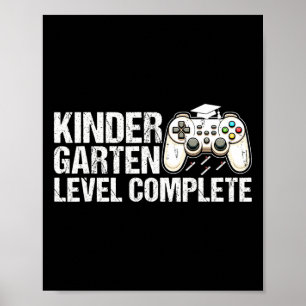 Kindergarten Level Complete Graduation 2025 Gamer  Poster