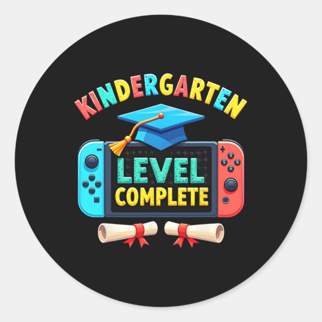 Kindergarten Level Complete Graduation Cl 2025 Gam Classic Round Sticker (Front)