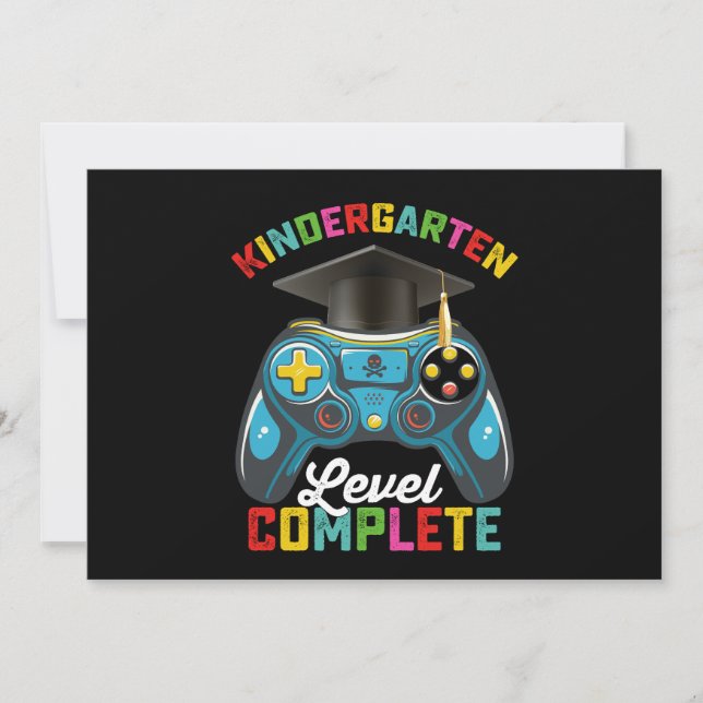 Kindergarten Level Complete Graduation Gaming Invitation (Front)
