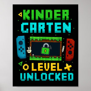 Kindergarten Level Unlocked Ck To School Pixel Art Poster