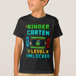 Kindergarten Level Unlocked Ck To School Pixel Art T-Shirt