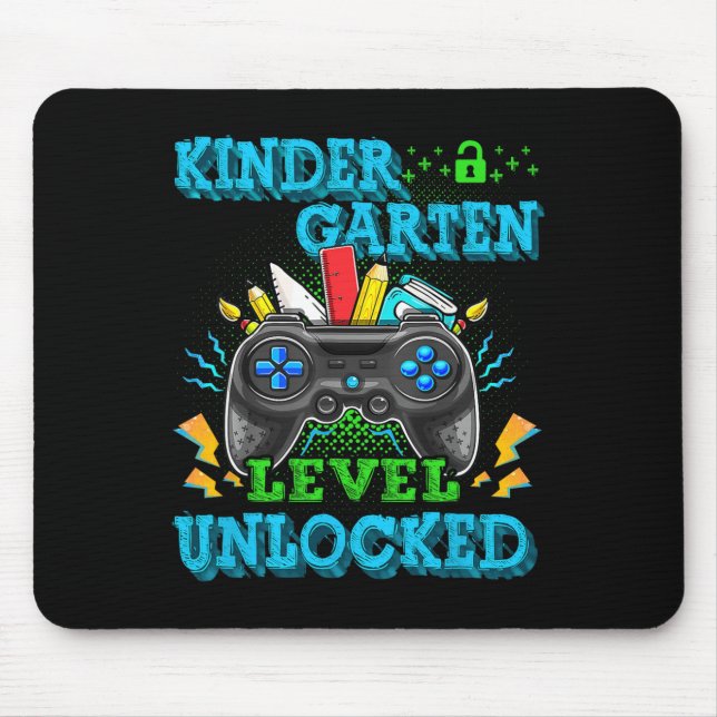 Kindergarten Level Unlocked Video Game Back to Sch Mouse Mat (Front)