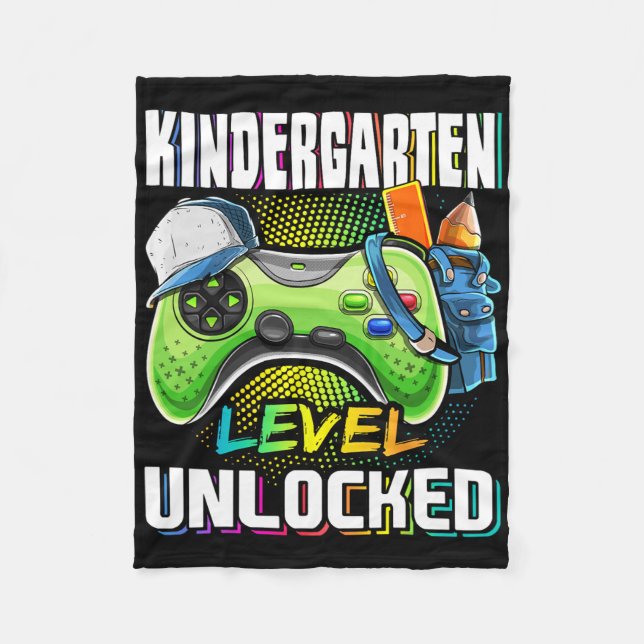 Kindergarten Level Unlocked Video Game Ck To Schoo Fleece Blanket (Front)