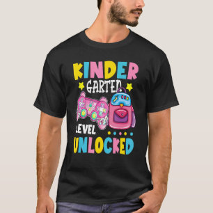 Kindergarten Level Unlocked Video Gamer Girls Back T-Shirt